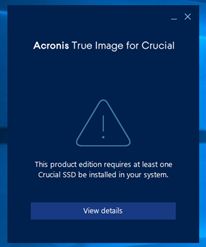 acronis true image for crucial wont recognize
