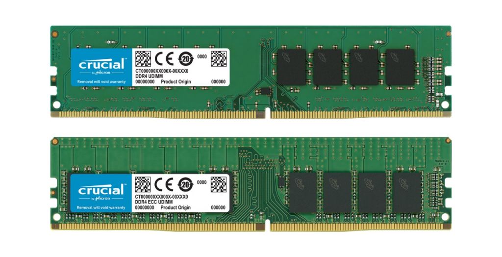 비-ECC Crucial RAM 메모리 모듈 및 ECC Crucial RAM 메모리 모듈